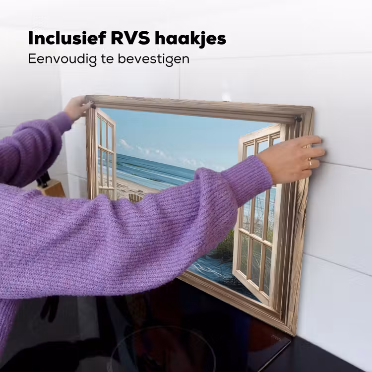Doorkijk - Strandstoelen - Duinen - Zee - Natuur Inductie beschemer met haakjes klein -ky-ophangen-nl