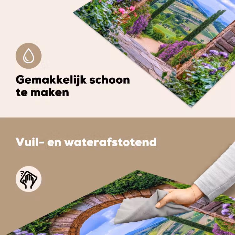 Doorkijk - Toscane - Landschap - Poort Inductie beschemer met haakjes middel -ky-schoon-nl