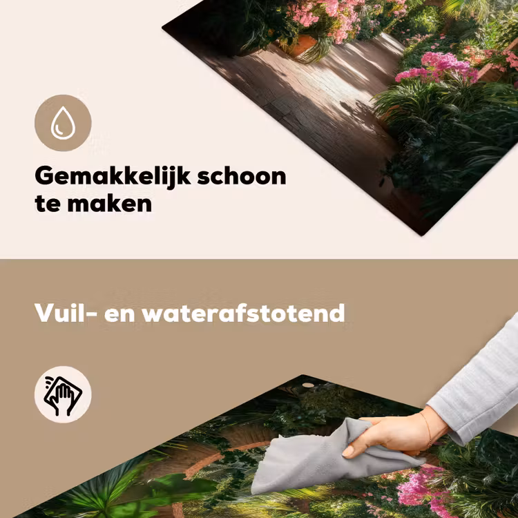 Doorkijk - Tropisch - Bloemen - Natuur Inductie beschemer met haakjes middel -ky-schoon-nl