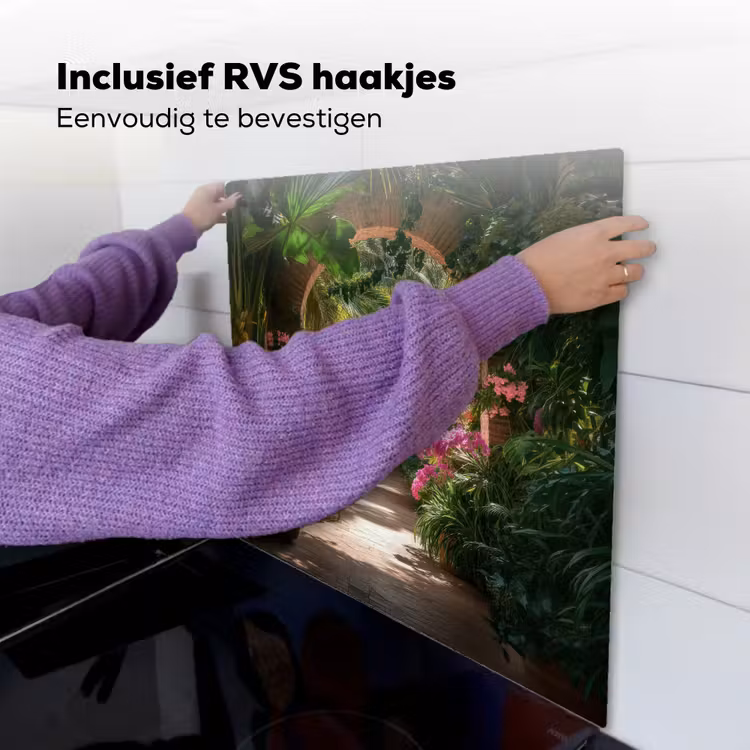 Doorkijk - Tropisch - Bloemen - Natuur Inductie beschemer met haakjes middel -ky-ophangen-nl