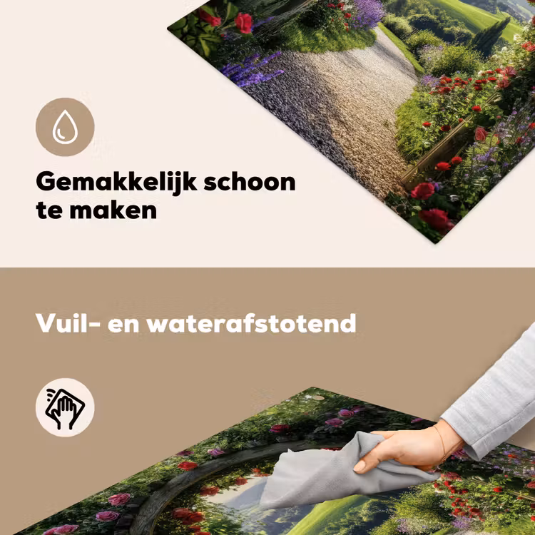 Doorkijk - Tuinboog - Bloemen - Natuur - Pad Inductie beschemer met haakjes middel -ky-schoon-nl