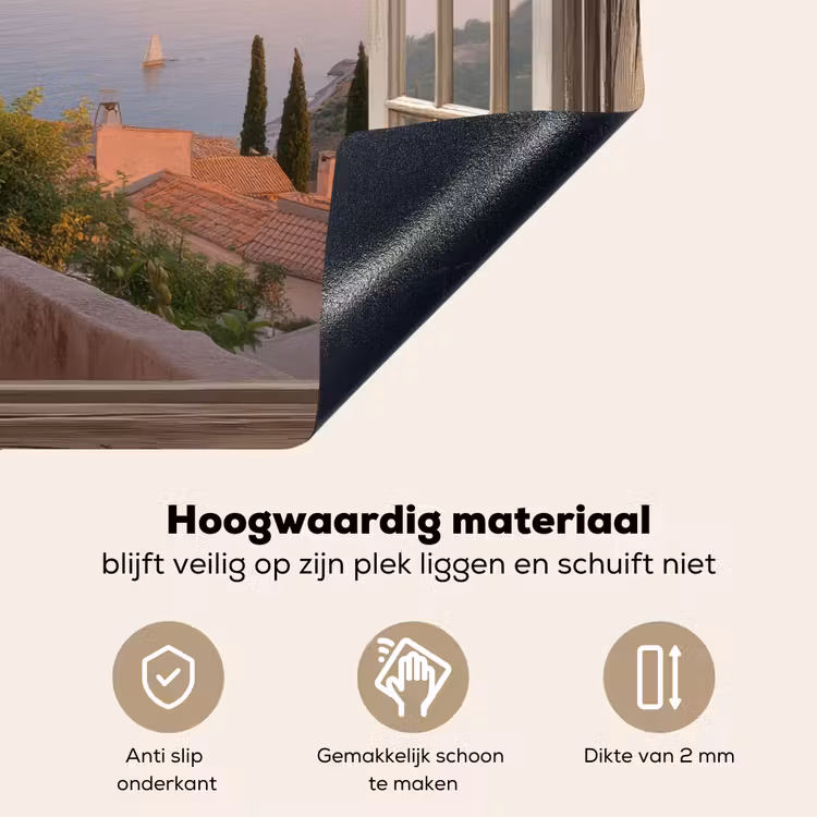 Doorkijk - Uitzicht - Meer - Landschap Inductie beschemer met haakjes klein -ky-onderkant-nl