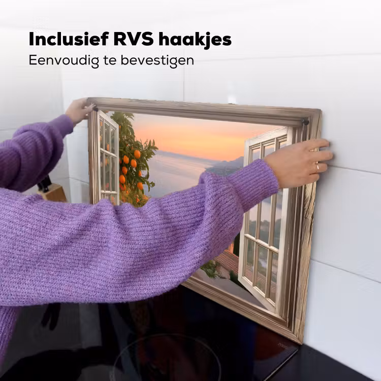 Doorkijk - Uitzicht - Meer - Landschap Inductie beschemer met haakjes klein -ky-ophangen-nl