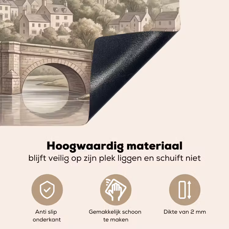 Dorp - Brug - Uitzicht - Groen Inductie beschemer met haakjes klein -ky-onderkant-nl