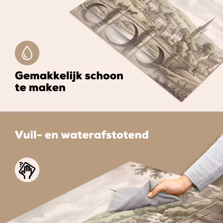 Dorp - Brug - Uitzicht - Groen Inductie beschemer met haakjes klein -ky-schoon-nl