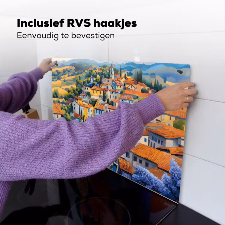 Dorp - Heuvels - Landschap - Bomen Inductie beschemer met haakjes klein -ky-ophangen-nl