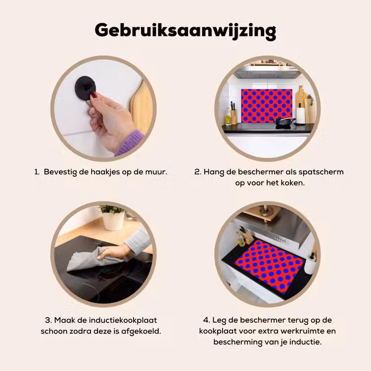 Dots - Klassiek - Rood Inductie beschemer met haakjes klein 777 -ky-gebruik-nl