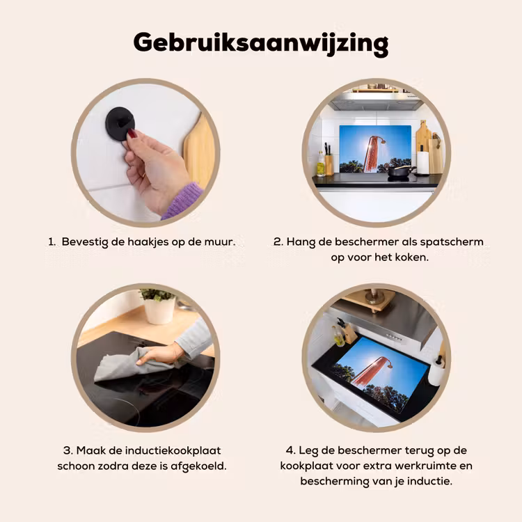 Douche - Water - Zomer - Blauw Inductie beschemer met haakjes klein -ky-gebruik-nl