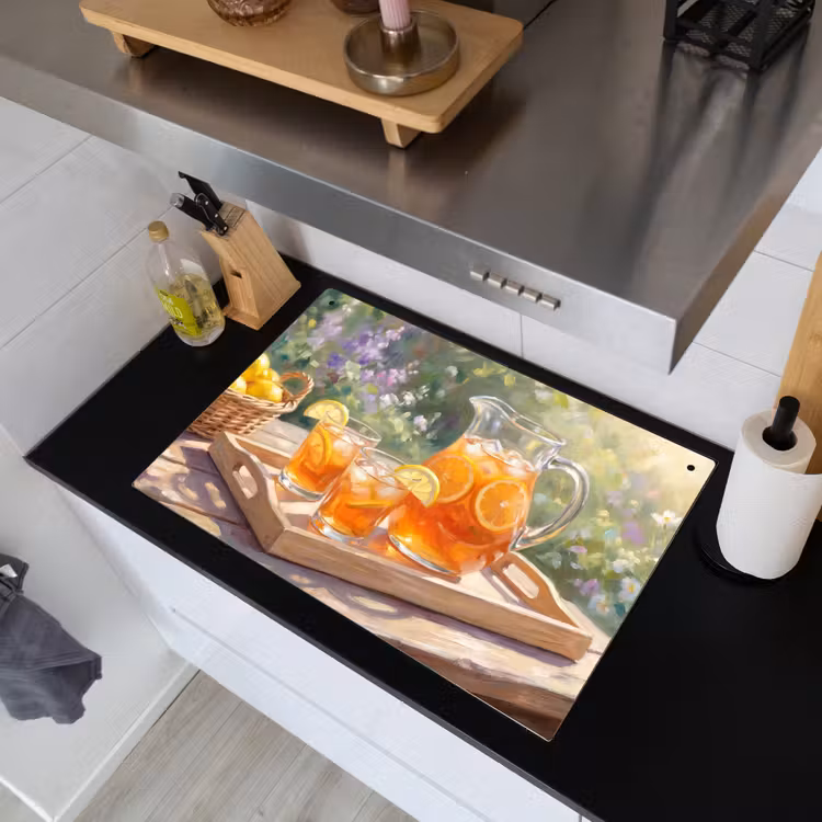 Drank - Citroen - Zomer - Tuin - Geel Inductie beschemer met haakjes klein -sfeer1