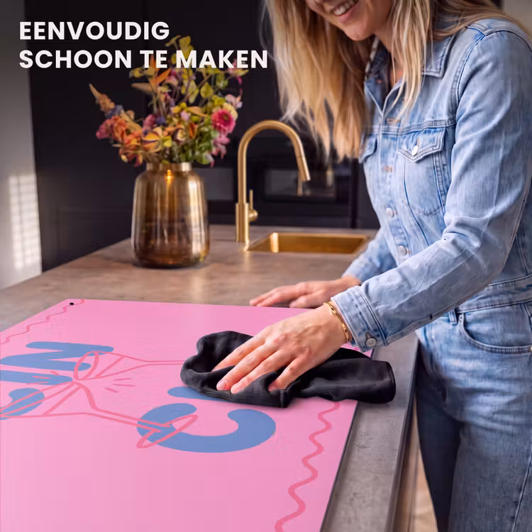 Drank - Glazen - Proost - Modern - Roze Inductie beschemer met haakjes klein -ky-schoon-nl