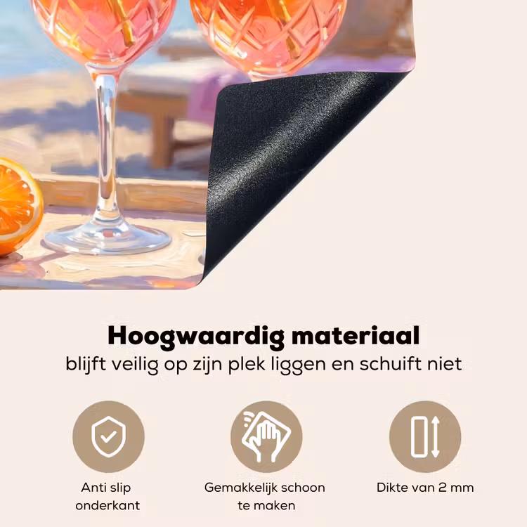 Drank - Glazen - Strand - Zomer - Oranje Inductie beschemer met haakjes klein -ky-onderkant-nl