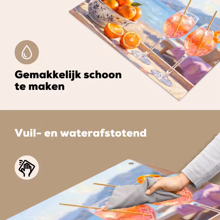 Drank - Glazen - Strand - Zomer - Oranje Inductie beschemer met haakjes klein -ky-schoon-nl