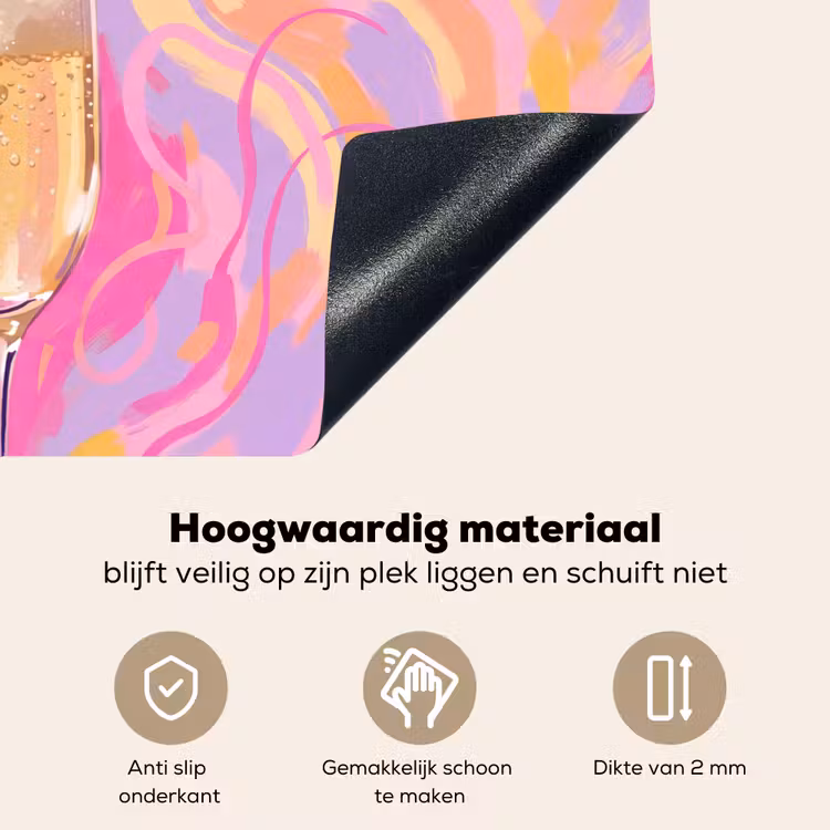 Drank - Inschenken - Feest - Abstract - Roze Inductie beschemer met haakjes klein -ky-onderkant-nl