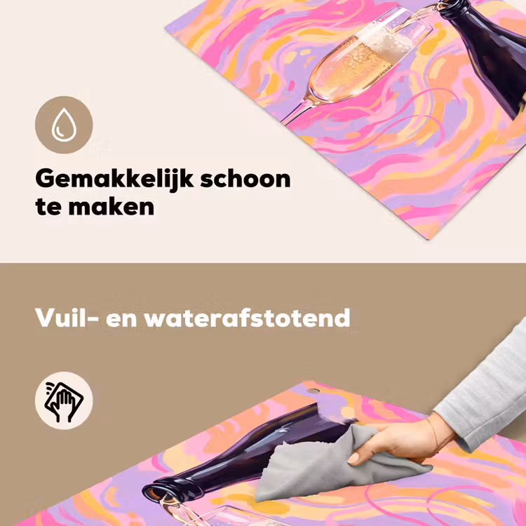 Drank - Inschenken - Feest - Abstract - Roze Inductie beschemer met haakjes klein -ky-schoon-nl