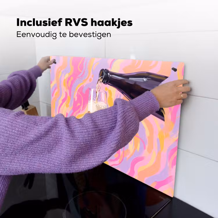 Drank - Inschenken - Feest - Abstract - Roze Inductie beschemer met haakjes klein -ky-ophangen-nl