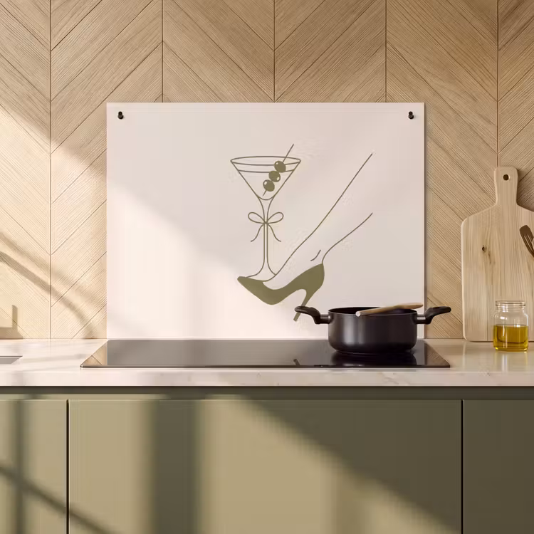 Drank - Martini - Hoge hak - Mode - Groen Inductie beschemer met haakjes klein -sfeer2