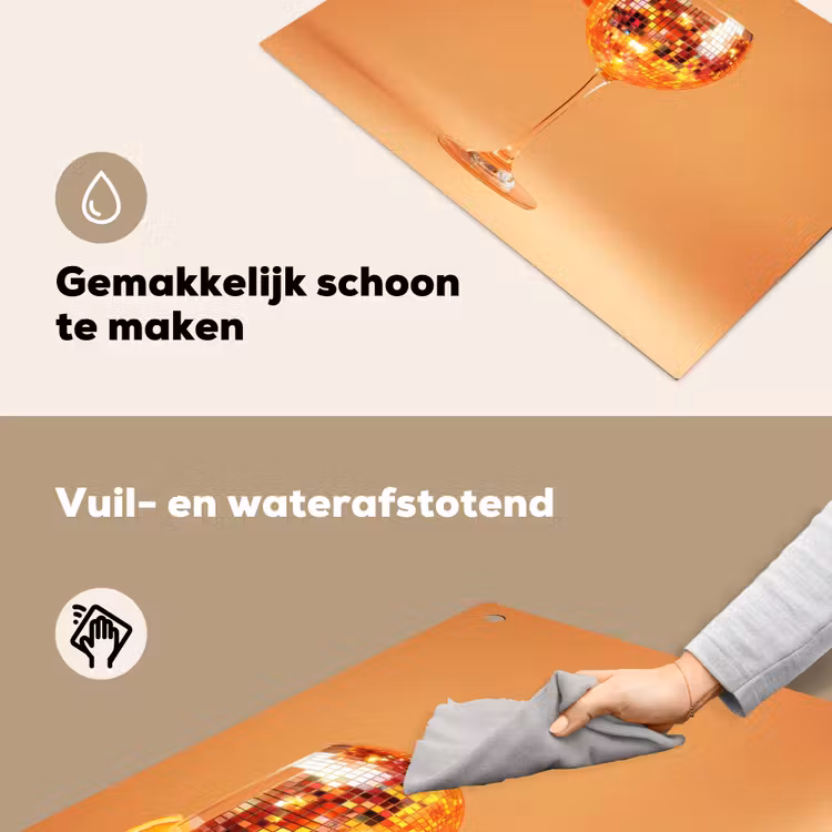 Drank - Oranje - Glitter - Disco Inductie beschemer met haakjes klein -ky-schoon-nl