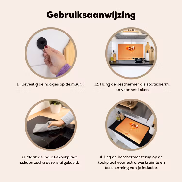 Drank - Oranje - Glitter - Disco Inductie beschemer met haakjes klein -ky-gebruik-nl