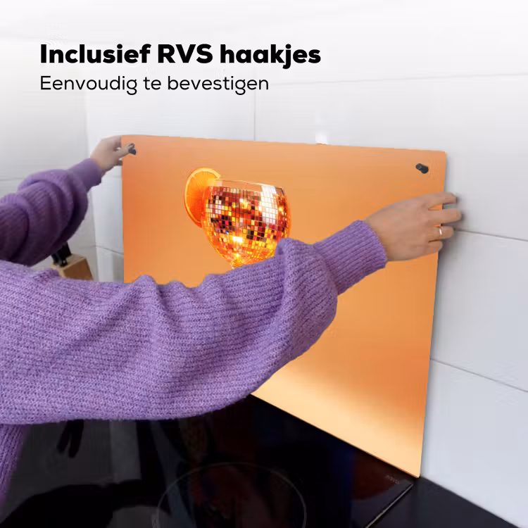 Drank - Oranje - Glitter - Disco Inductie beschemer met haakjes klein -ky-ophangen-nl