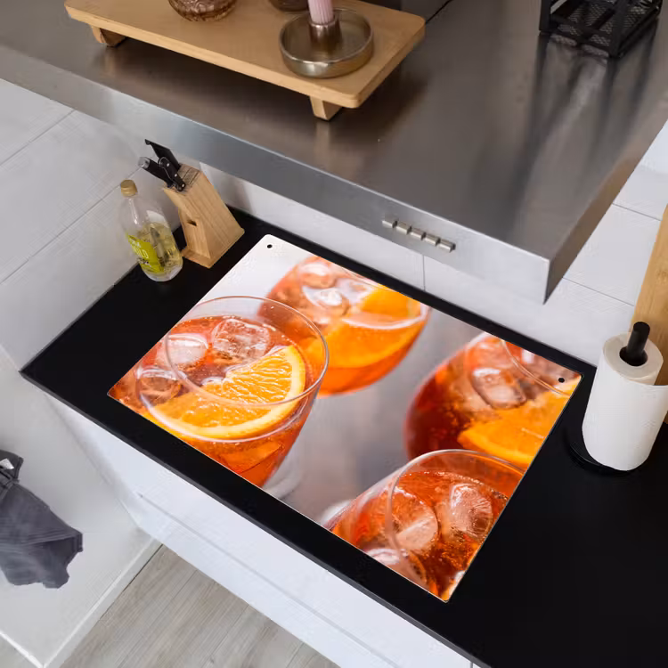 Drank - Sinaasappel - IJs - Zomer - Oranje Inductie beschemer met haakjes klein -sfeer1
