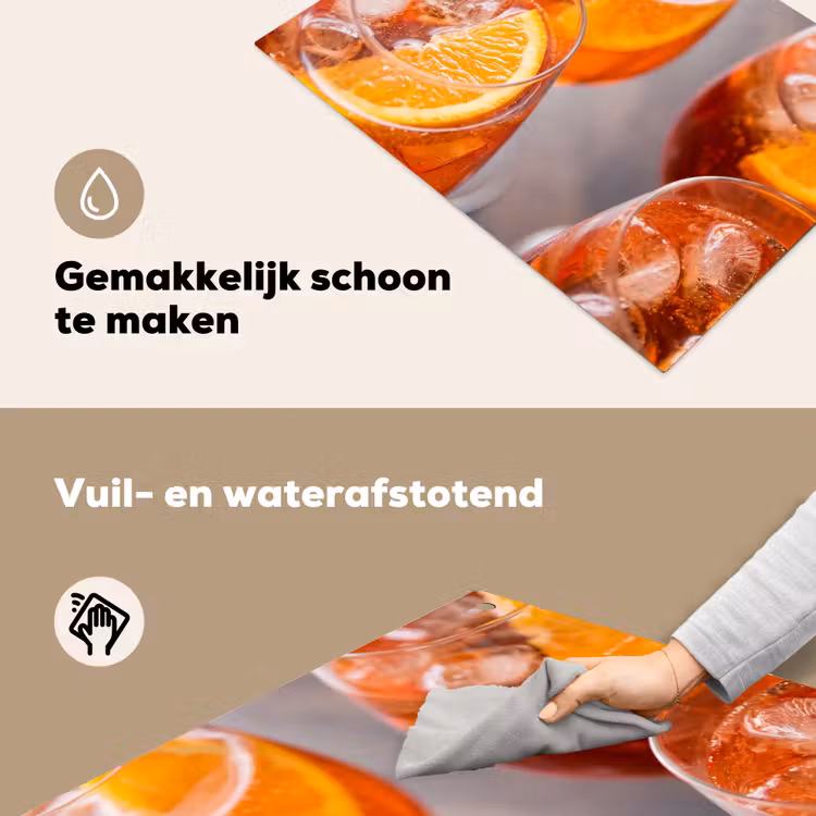 Drank - Sinaasappel - IJs - Zomer - Oranje Inductie beschemer met haakjes klein -ky-schoon-nl