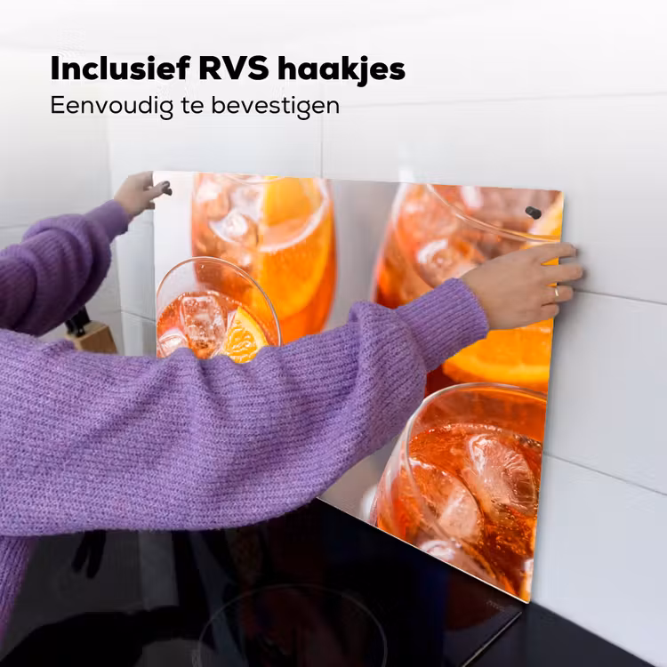 Drank - Sinaasappel - IJs - Zomer - Oranje Inductie beschemer met haakjes klein -ky-ophangen-nl
