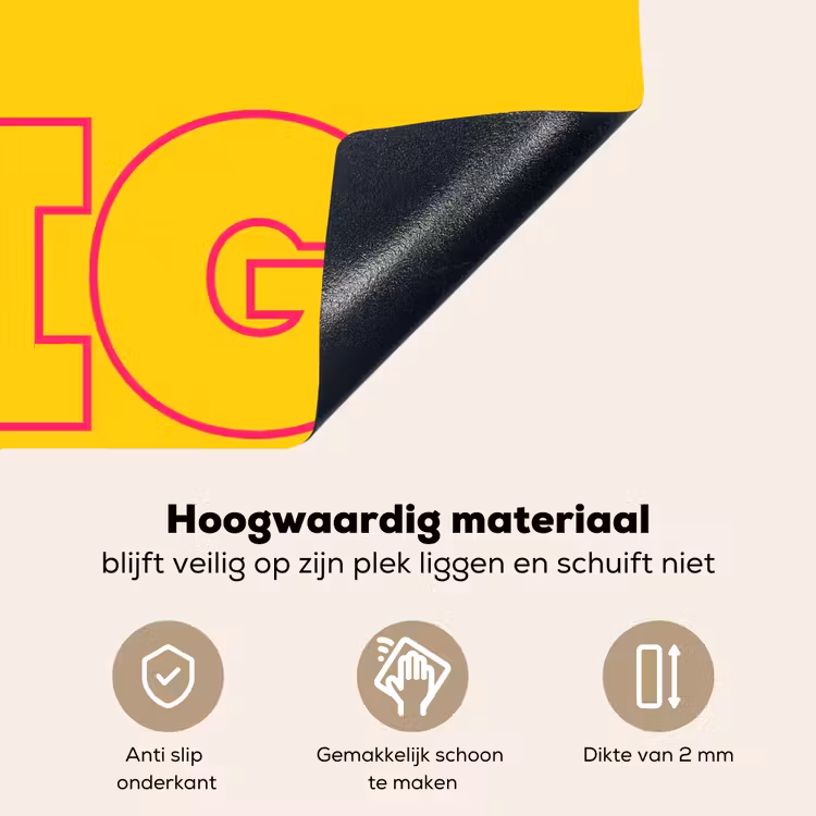 Dream big - Geel - Grafisch Inductie beschemer met haakjes klein -ky-onderkant-nl