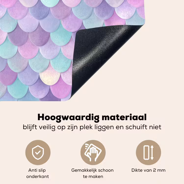 Dromerig - Zeemeermin - Pastel Inductie beschemer met haakjes klein 777 -ky-onderkant-nl