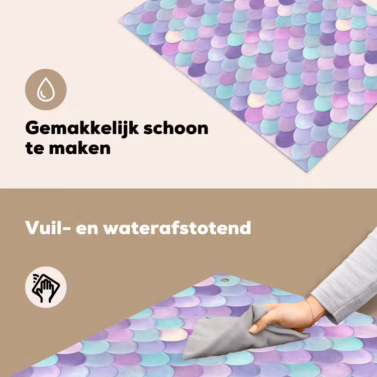 Dromerig - Zeemeermin - Pastel Inductie beschemer met haakjes klein 777 -ky-schoon-nl