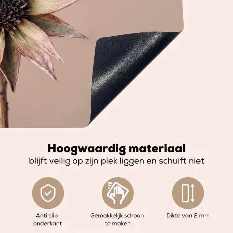 Droogbloem - Protea - Vintage - Beige - Rustiek Inductie beschemer met haakjes klein -ky-onderkant-nl