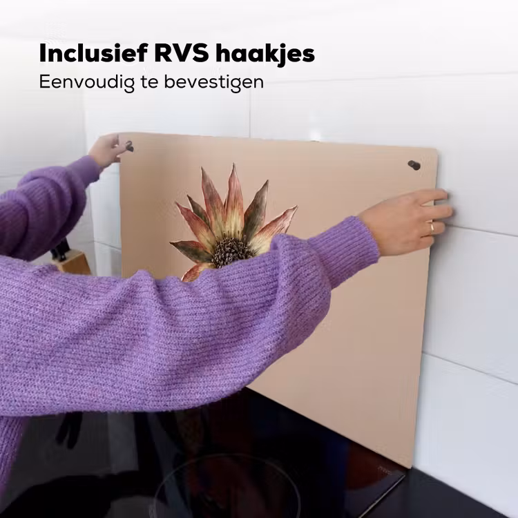 Droogbloem - Protea - Vintage - Beige - Rustiek Inductie beschemer met haakjes klein -ky-ophangen-nl