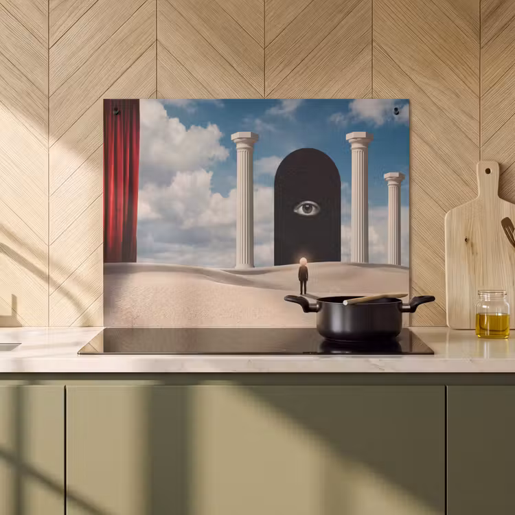 Inductiebeschermer & spatscherm (2in1) - Droom - Woestijn - Oog - Droom - Woestijn - Oog Inductie beschemer met haakjes klein