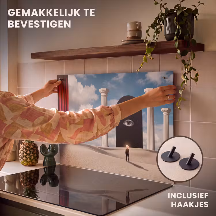 Inductiebeschermer & spatscherm (2in1) - Droom - Woestijn - Oog - Droom - Woestijn - Oog Inductie beschemer met haakjes klein