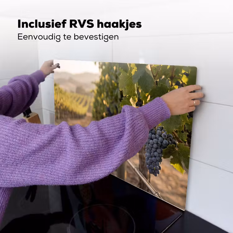 Druiven - Wijngaard - Zonlicht Inductie beschemer met haakjes klein -ky-ophangen-nl
