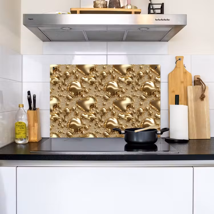 Druppels - Organisch - Goud Inductie beschemer met haakjes klein 777 -sfeer2