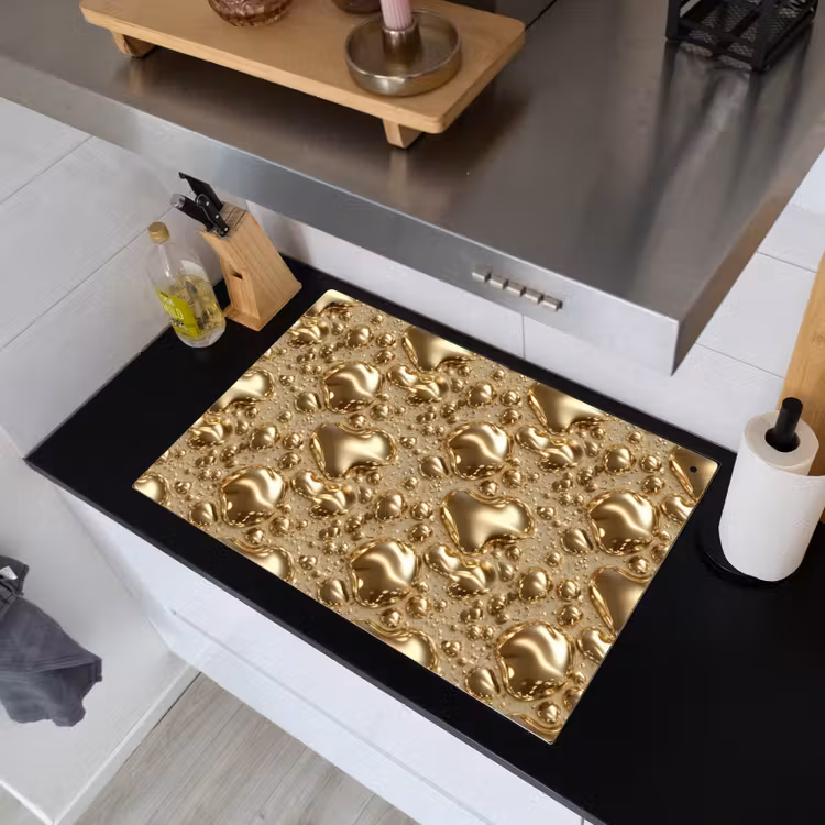 Druppels - Organisch - Goud Inductie beschemer met haakjes klein 777 -sfeer1