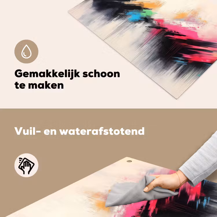 Dynamisch - Abstract - Kleurrijk - Zwart Inductie beschemer met haakjes klein -ky-schoon-nl