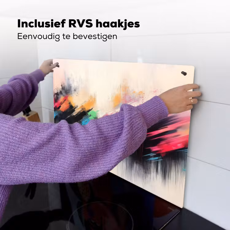 Dynamisch - Abstract - Kleurrijk - Zwart Inductie beschemer met haakjes klein -ky-ophangen-nl