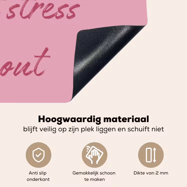 Eat me out don't stress me out - Roze - Handgeschreven Inductie beschemer met haakjes klein -ky-onderkant-nl