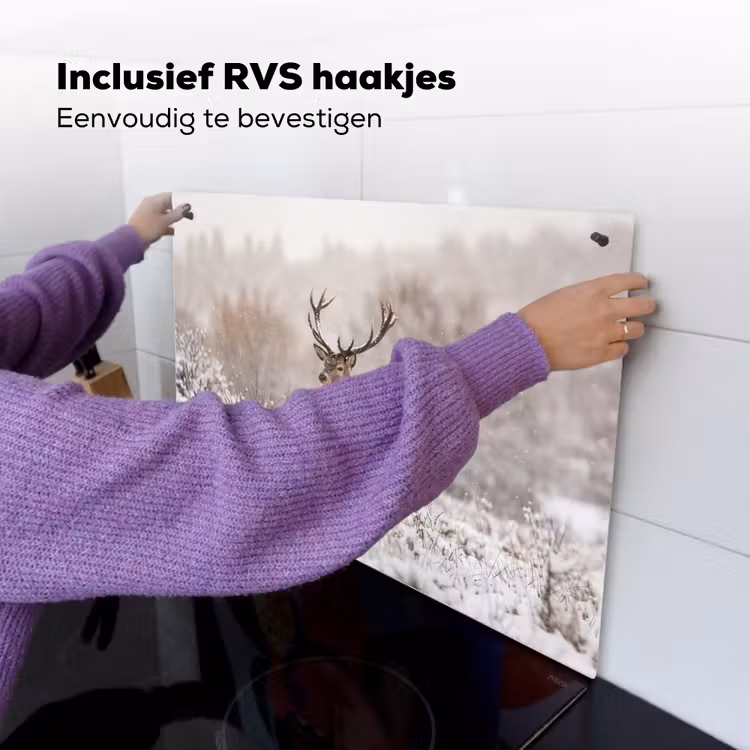 Edelhert - Bos - Sneeuw - Winter - Majestueus Inductie beschemer met haakjes klein -ky-ophangen-nl
