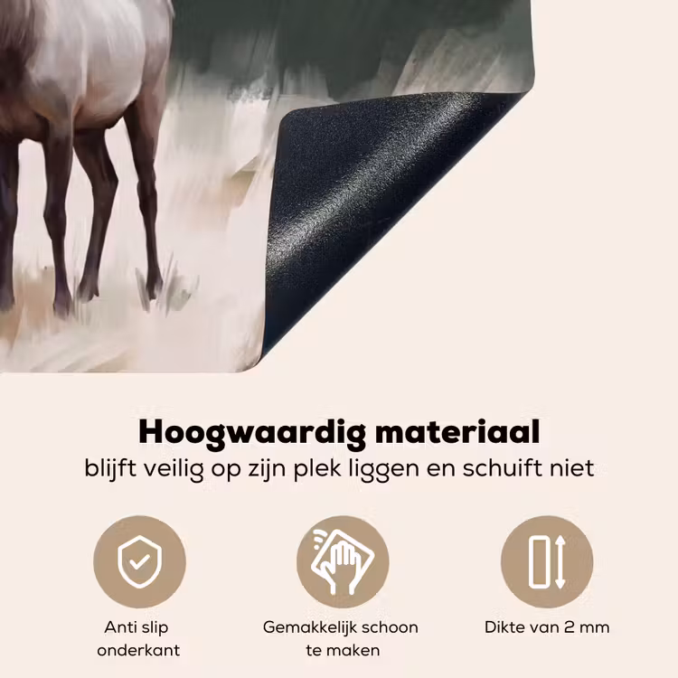Edelhert - Gewei - Schildering - Rustiek Inductie beschemer met haakjes klein -ky-onderkant-nl