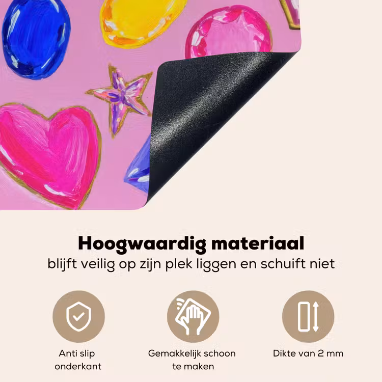 Edelstenen - Vormen - Hartje - Kleurrijk Inductie beschemer met haakjes middel -ky-onderkant-nl