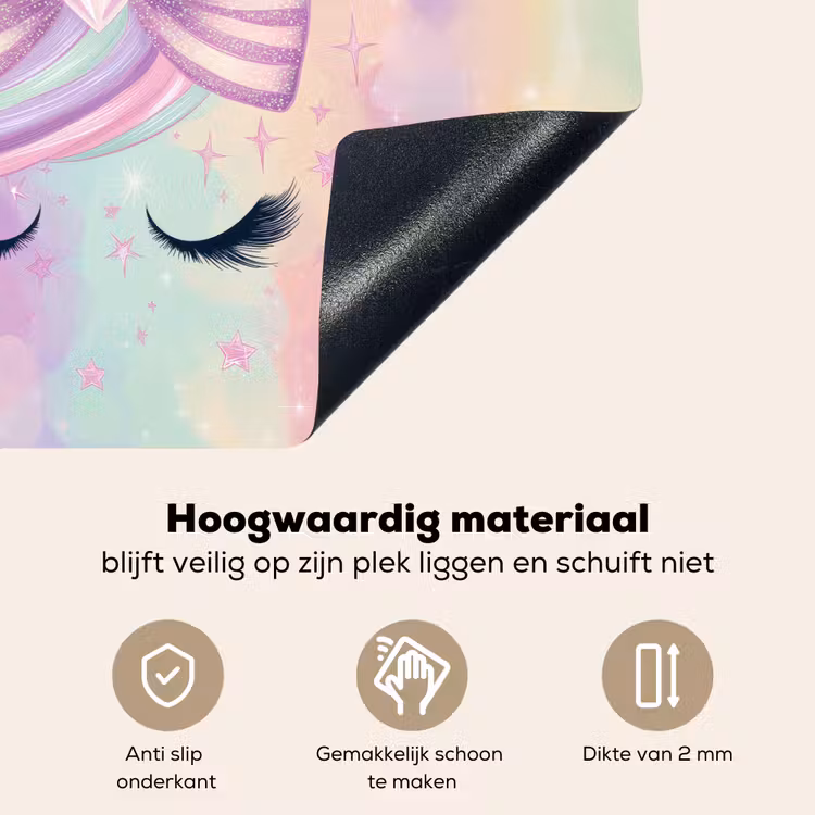 Eenhoorn - Glitters - Regenboog - Pastel Inductie beschemer met haakjes middel -ky-onderkant-nl