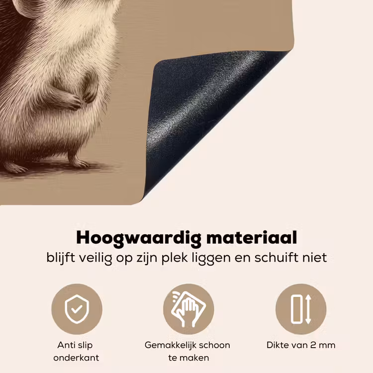 Egel - Snuitje - Bruin - Stekels Inductie beschemer met haakjes middel -ky-onderkant-nl