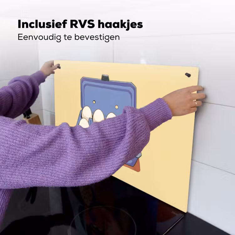 Eieren - Doos - Minimalistisch - Blauw Inductie beschemer met haakjes klein -ky-ophangen-nl