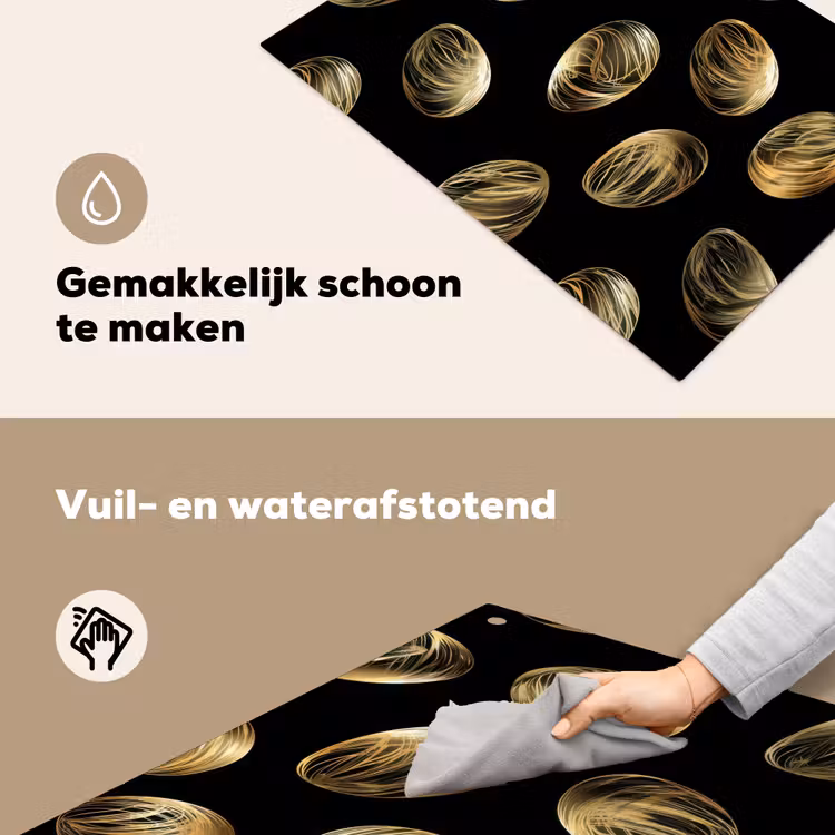 Eieren - Goud - Patroon Inductie beschemer met haakjes klein -ky-schoon-nl