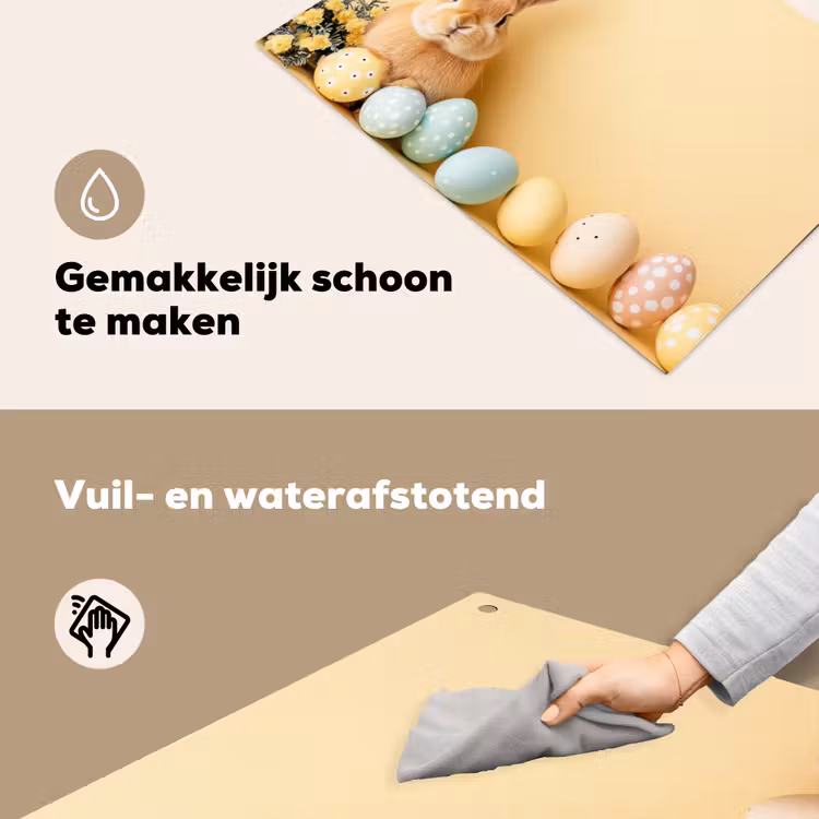Eieren -  Konijn - Pasteltinten Inductie beschemer met haakjes klein -ky-schoon-nl