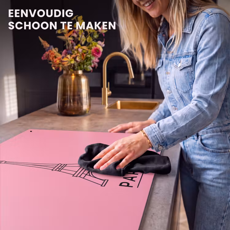 Eiffeltoren - Parijs - Architectuur - Minimalistisch - Roze Inductie beschemer met haakjes klein -ky-schoon-nl