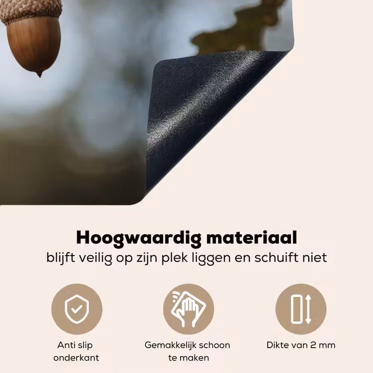 Eikel - Eikenblad - Bos - Herfst - Natuur Inductie beschemer met haakjes klein -ky-onderkant-nl