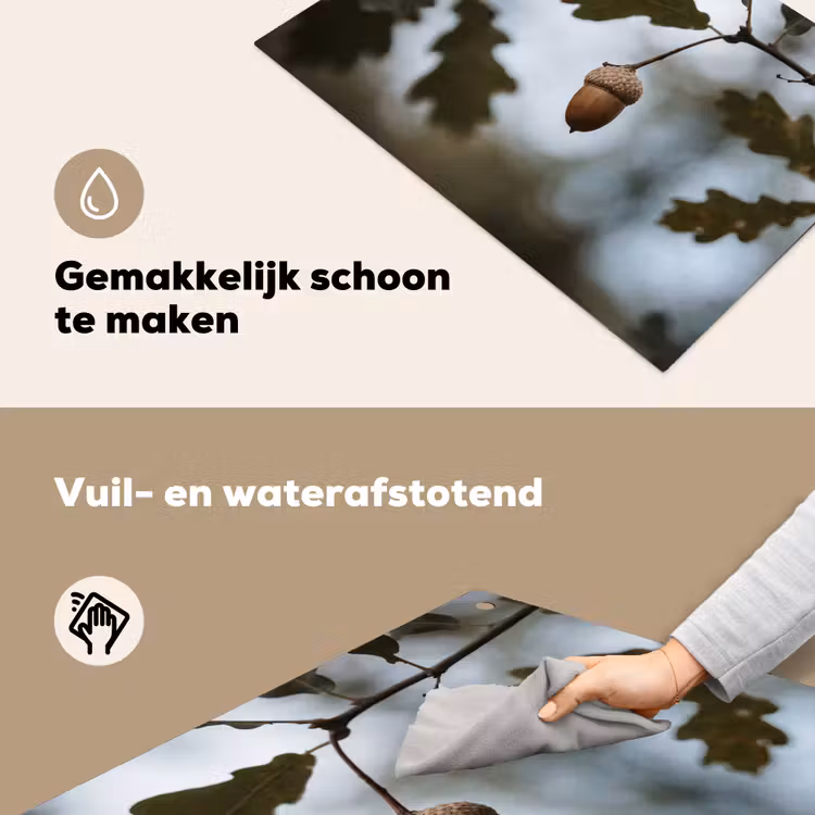 Eikel - Eikenblad - Bos - Herfst - Natuur Inductie beschemer met haakjes klein -ky-schoon-nl
